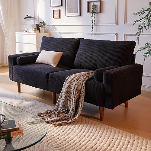 OVIOS Sofá biplaza moderno de lujo con tela de pana, cómodo sofá nube con asiento profundo, sofá pequeño y cómodo para espacios pequeños, sala de