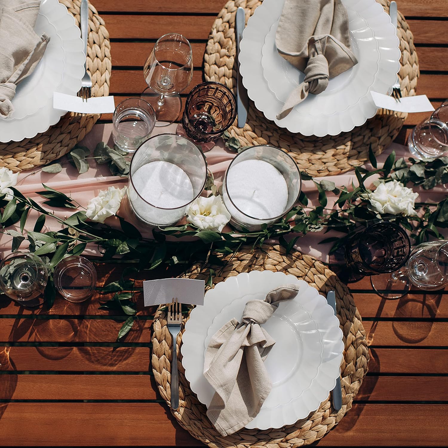 Premium Hard Plastic Round White Plates – 50 x 6” -Washable & Reusable - Party Supplies For Birthdays, Celebrations, Buffets, Fiestas, Catering & More - Image 2