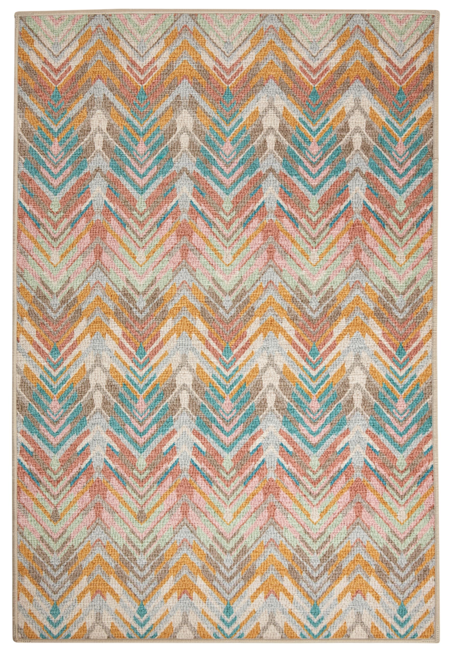 Dash & Albert Seneca Stone Machine Washable Rug, 3 X 5 Feet, Multicolored Graphic Pattern