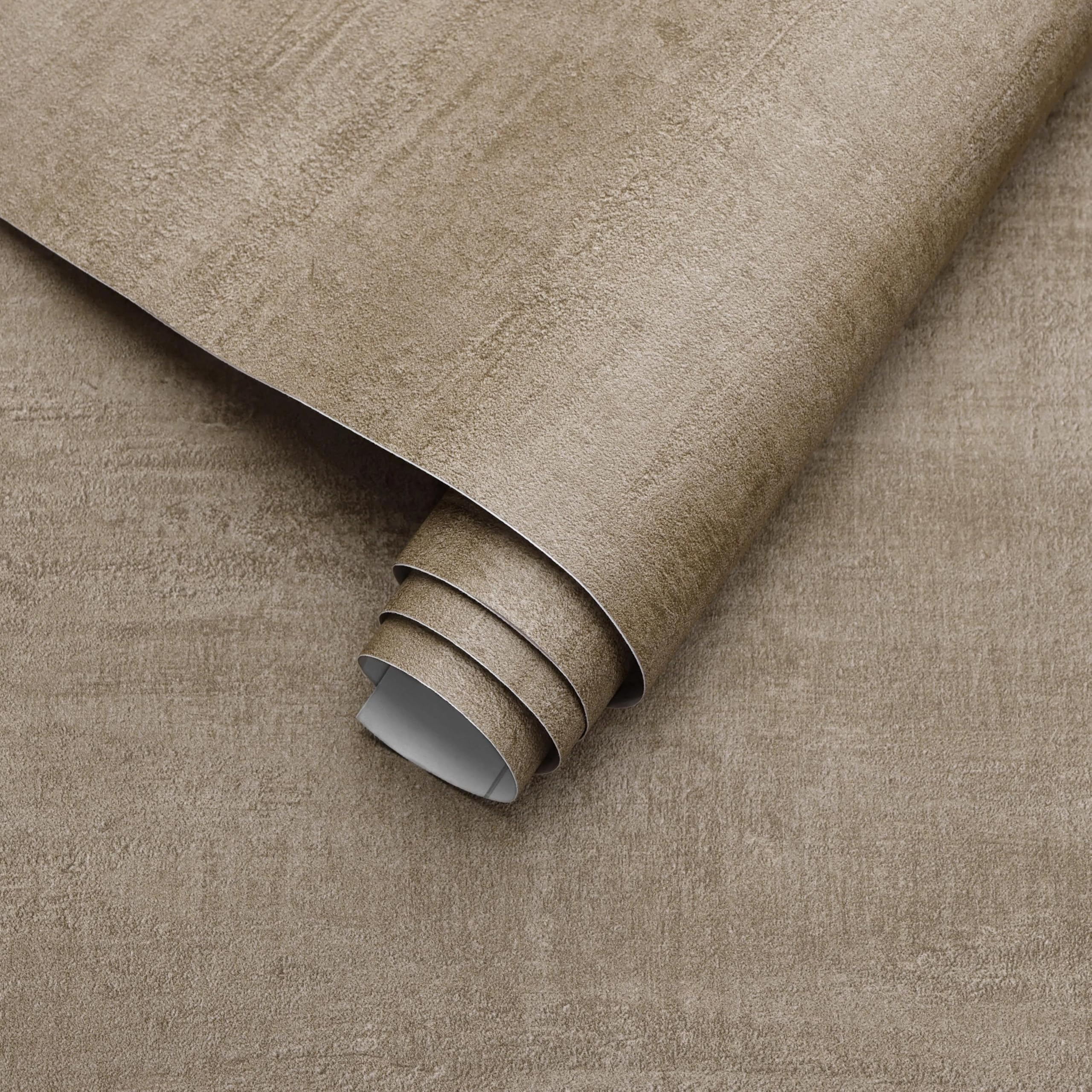 Amiya Self Adhesive Wallpaper Concrete Industrial Cement Vinyl Wrap Matt Contact Paper for Wall, Countertop, Cabinet, Furniture40cm X 1000cm Light Brown