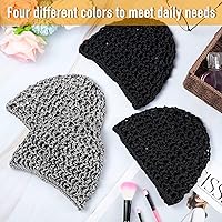 Vista 5 de Geyoga 2 piezas de red de ganchillo para el cabello, gorro tejido de rayón, cubre moño, gorras de ducha tejidas, gorro para dormir para mujeres