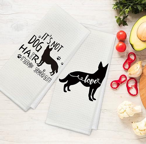 Miniatura 3 de Juego de 2 toallas de cocina y paños de cocina absorbentes con purpurina de pastor alemán It's Not Dog Hair de 16 x 24 pulgadas, toalla de mano con