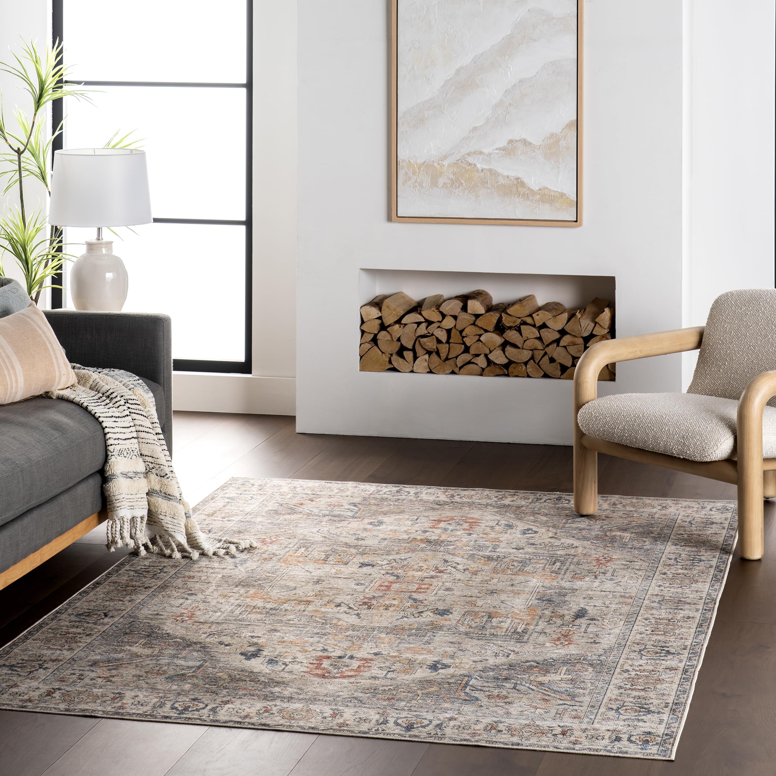 Tapis lavable salon chambre salle à manger nuLOOM Vita taupe 1,8x2,7m