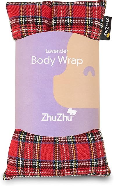 Zhu-Zhu Lavender Body Wrap - Microwavable Wheat Bag - Red Tartan Microwave Heat Pack - Natural Pain Relief Heat Therapy Pad