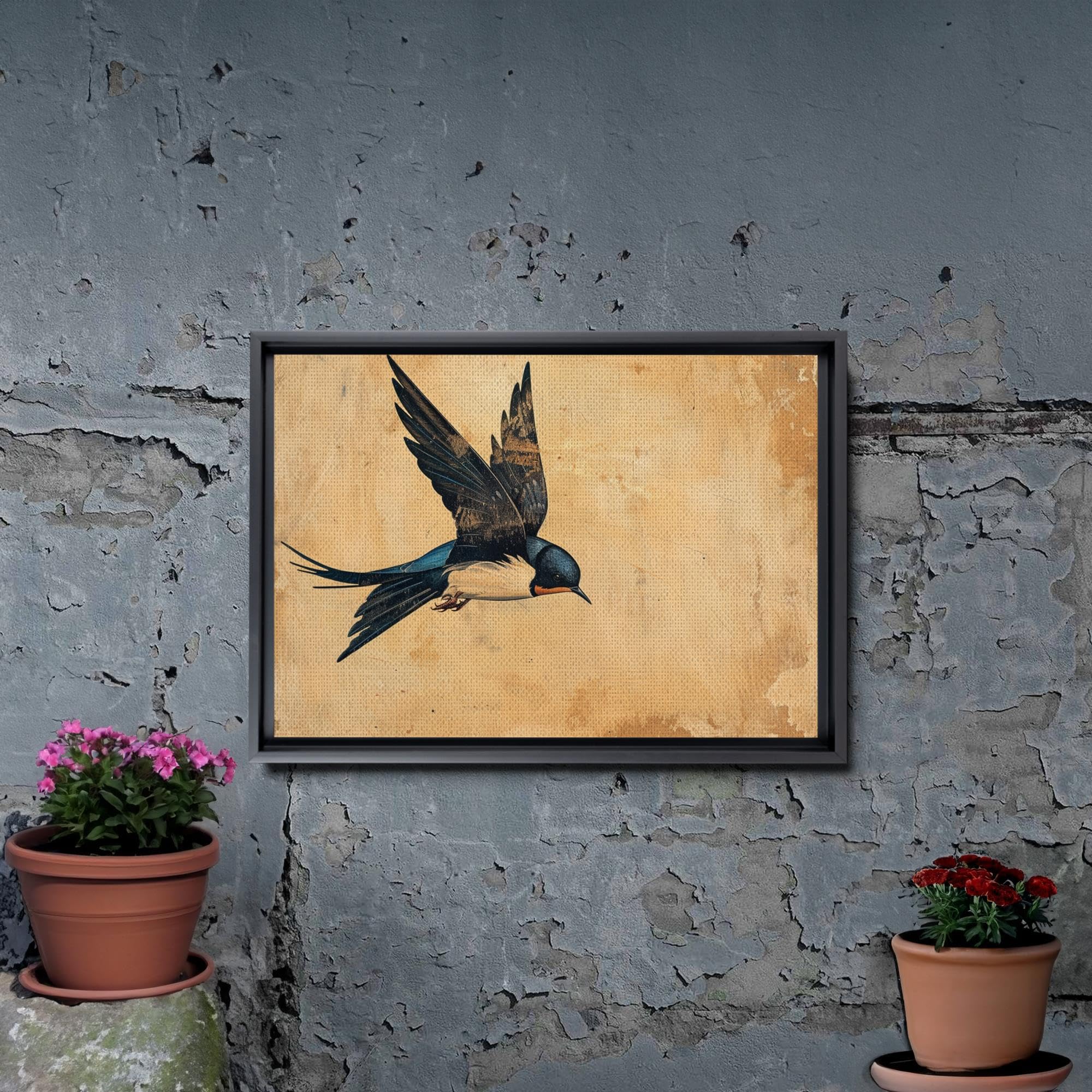 USA Vintage swallow canvas art キャンバスアート Amazon.com: SUDDENSUPPLY Vintage Swallow Print, Swallow Painting