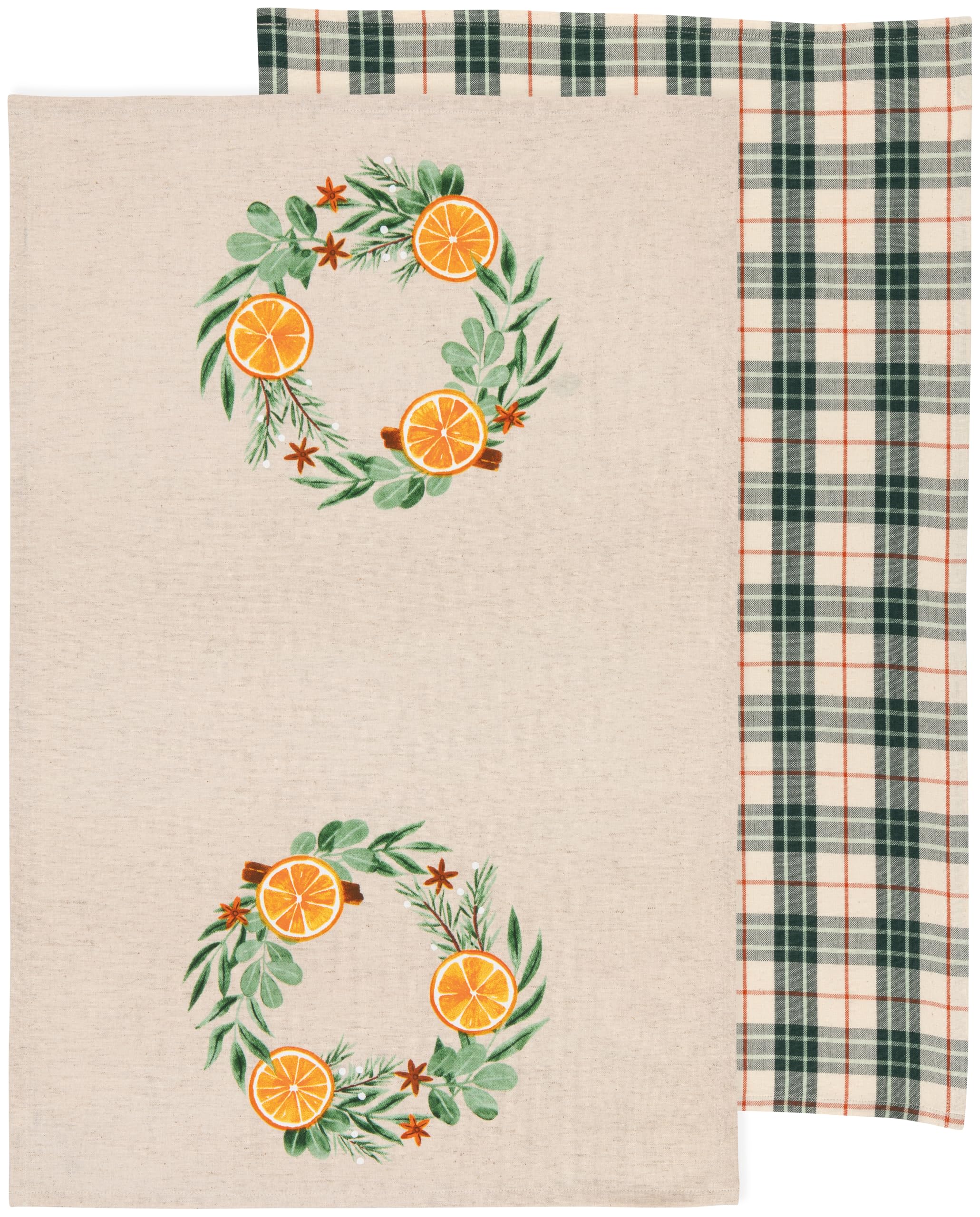Now Designs Cedar & Citrus Cotton Linen Dishtowels 18 x 28in Set of 2