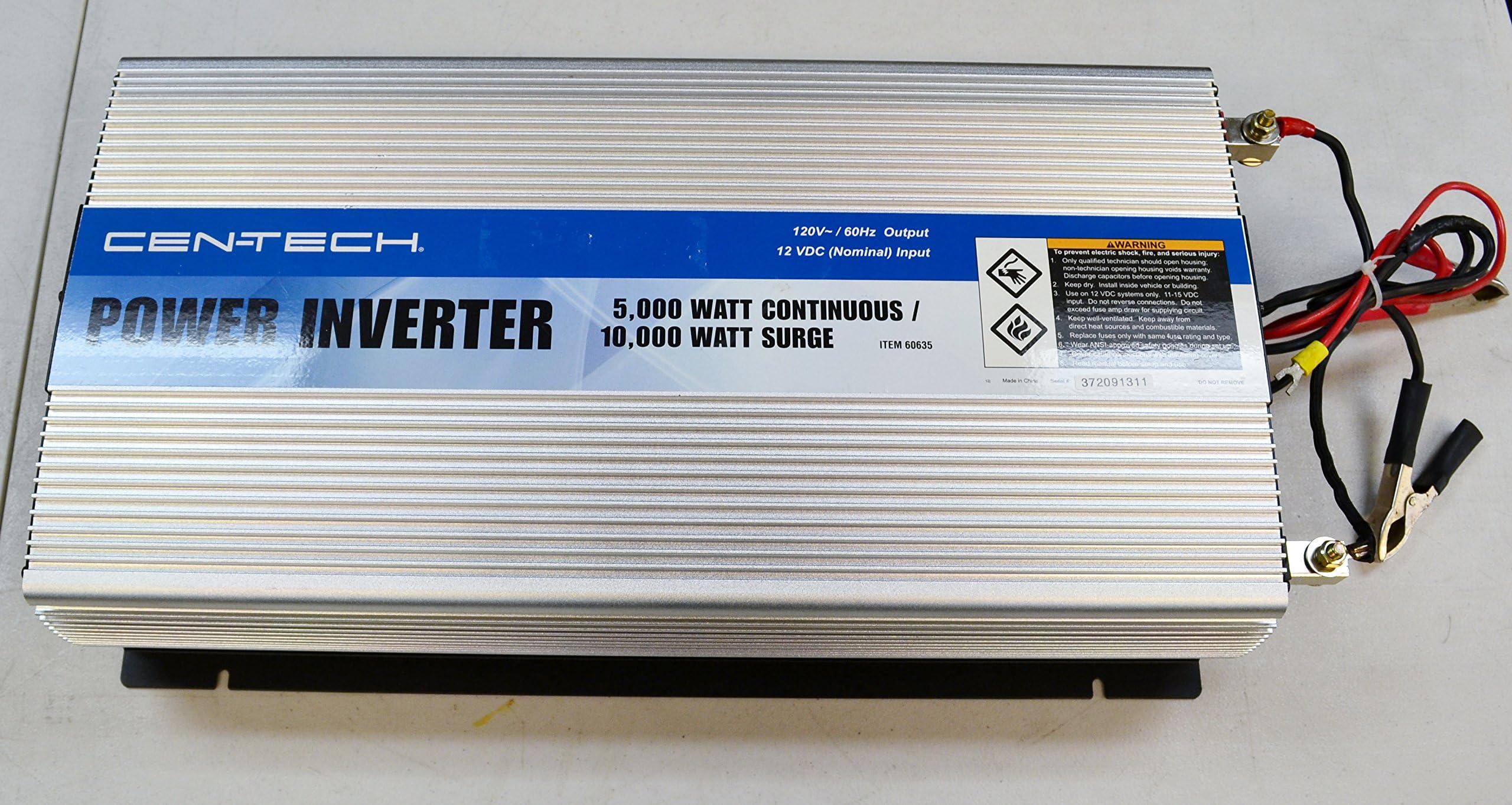 Cen-Tech 60635 5000-Watt Continuous/10,000-Watt Peak Power Inverter