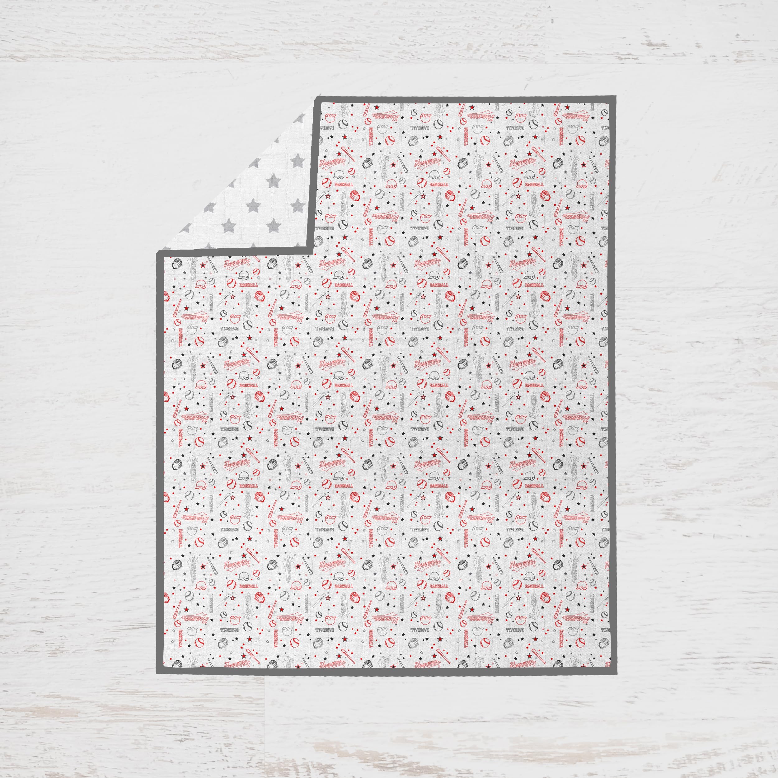 Bacati - Boys Baseball Muslin Red Gray 8 pc Crib Bedding Set