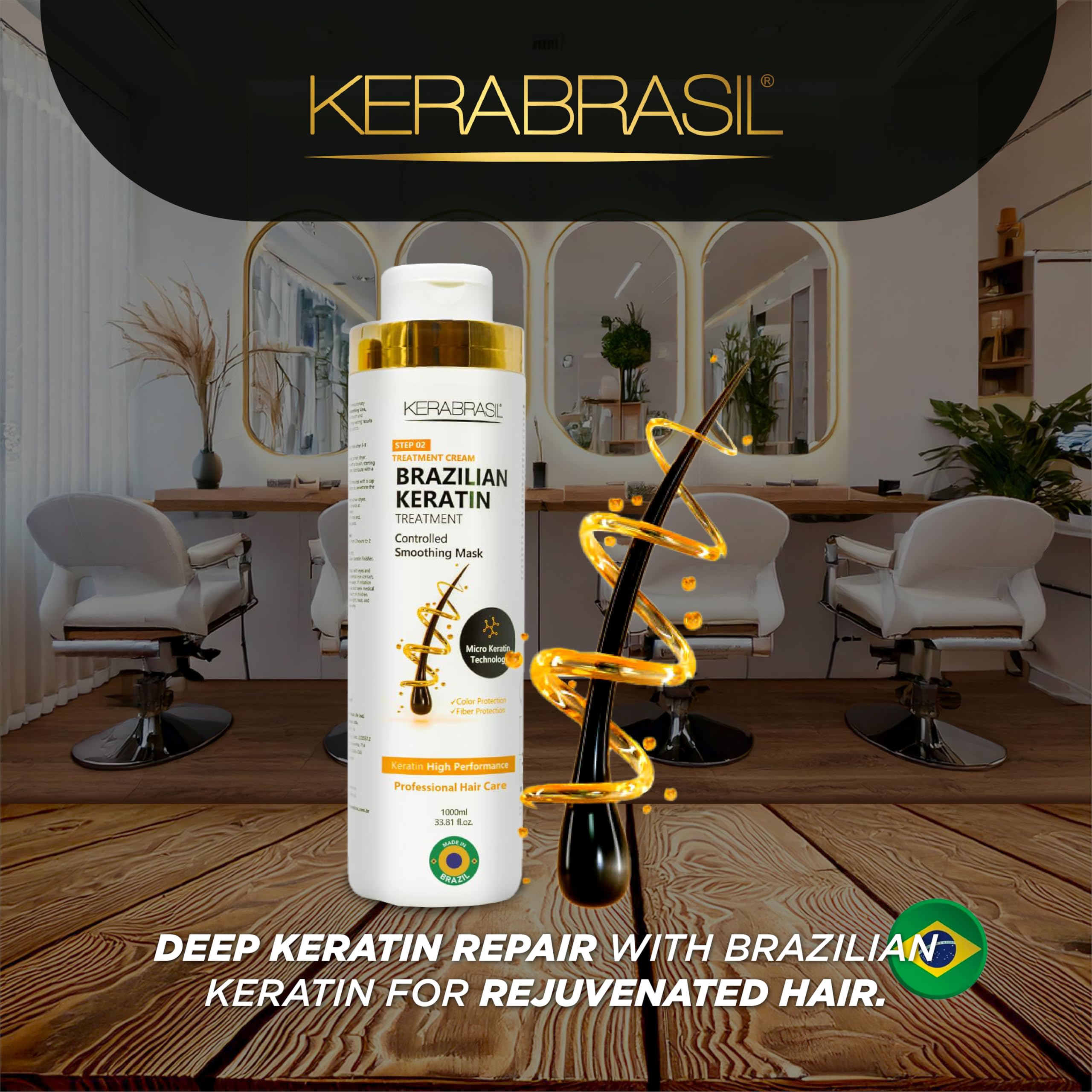 Kerabrasil Keratin Intensive Treatment Cream | Hair Reconstruction Therapy | Deep Keratin Repair | Frizz Reduction | Infused with Brazilian Keratin to rejuvenate deeply |1L