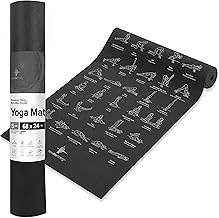 NewMe Fitness Yoga Mat for Women and Men - Large, 5mm Thick, 68 Inch Long, Non Slip Exercise Mats w/ 70 Printed Yoga Poses for Pilates, Workout and Stretching - Home and Gym Essentials