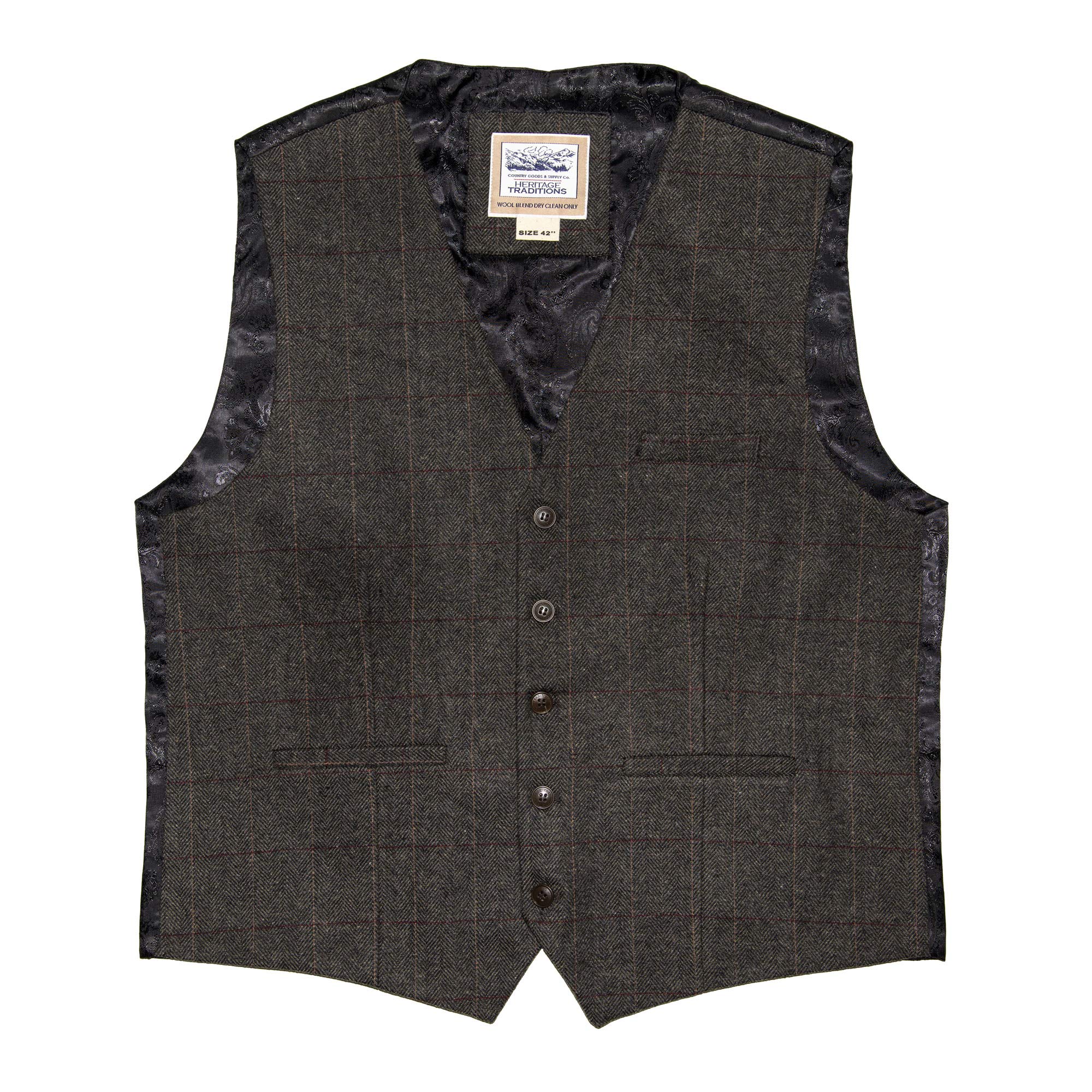 Heritage Traditions Tweed Waistcoat (Grey Box Herringbone, X-Large 44")