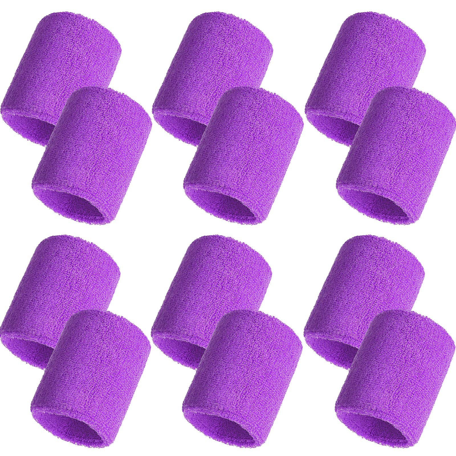 Bememo 12 Pack Cotton Sports Bands for Men and Women, Good for Tennis, Basketball, Running, Gym, Workout (Purple) — image 1
