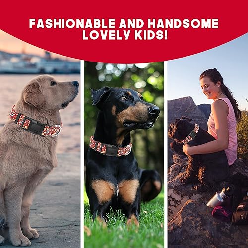 Miniatura 6 de Collar de Navidad para perro con bonito patrón colorido, bonito collar transpirable para cachorros para niños y niñas con hebilla de seguridad,