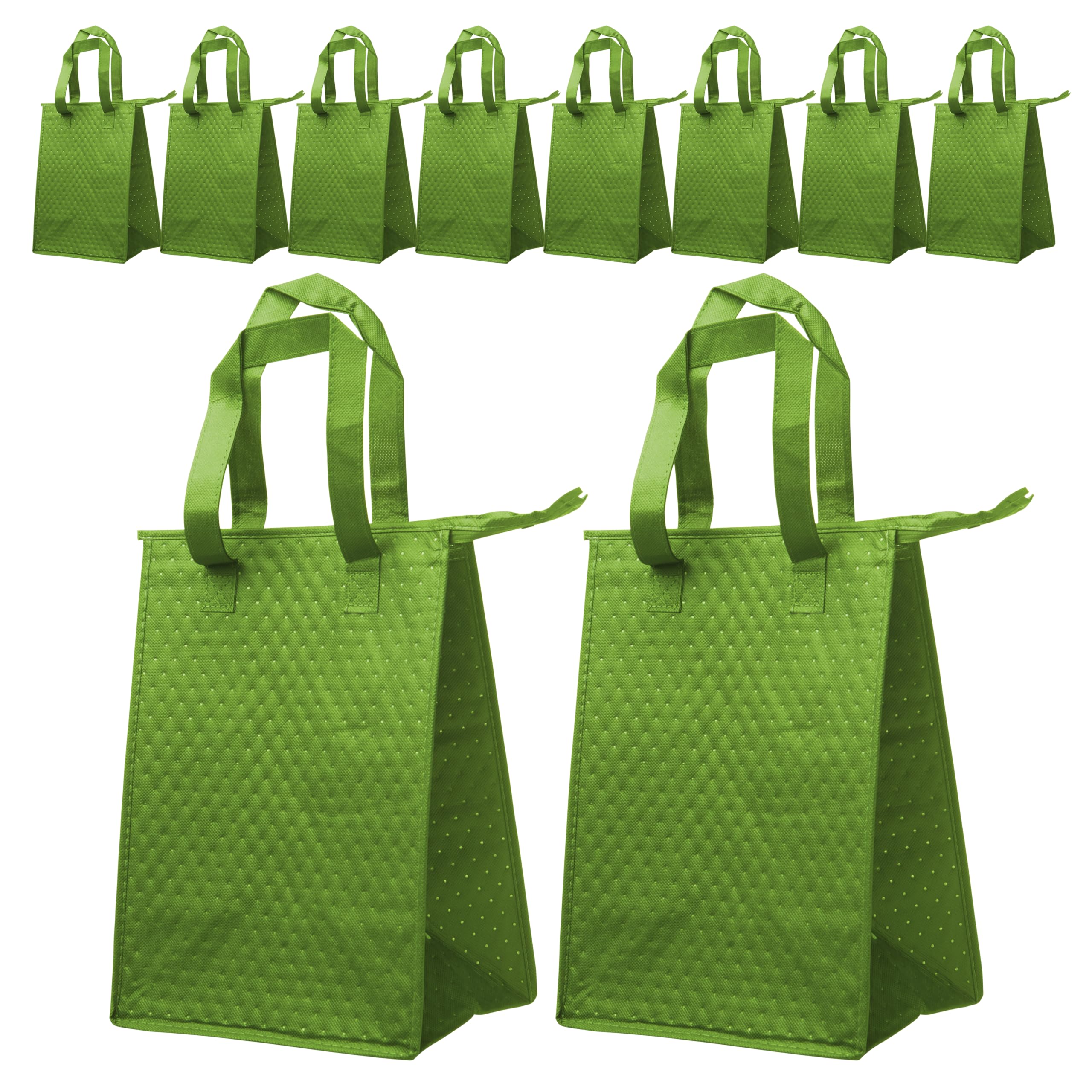 Zipper Insulated Lunch Tote Bags Set of 10, Bulk Pack - Perfect for Work, Travel, Outdoor Events - Lime Green Blank – Lime Green 10 bags