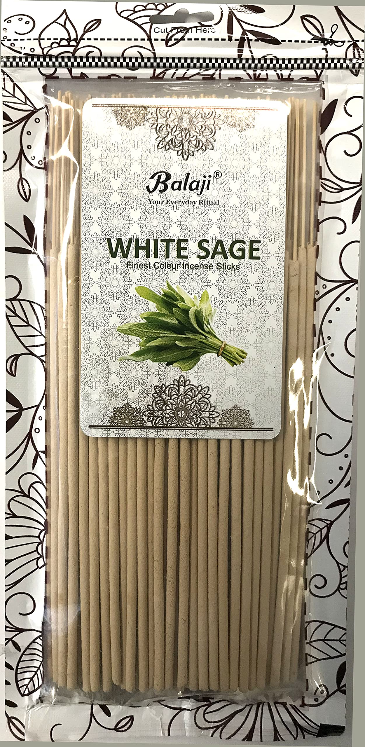 Balaji - Finest Colour Incense Sticks 145 Grams Pack - (White Sage)