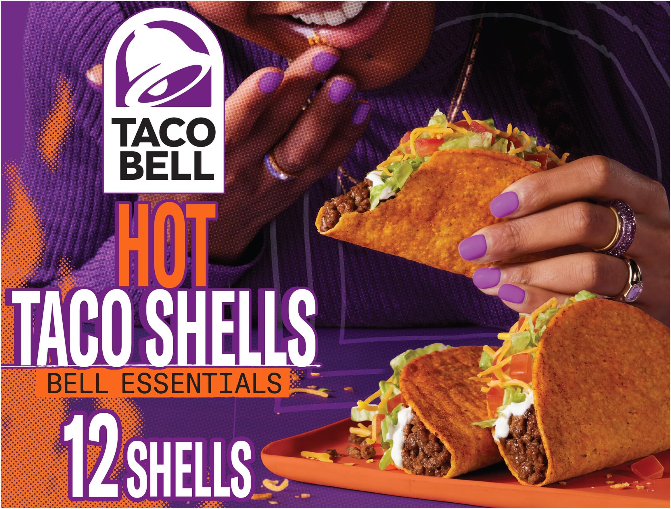 Taco Bell Hot Crunchy Seasoned Flavor Taco Shells, 12 ct Box