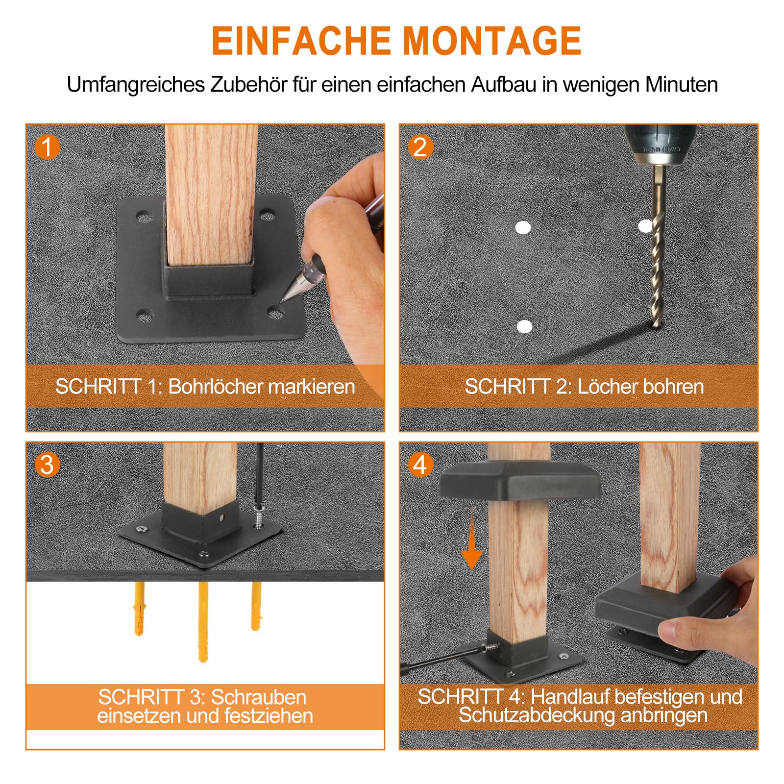 Corrimano per Scale da Interno in Legno, Ringhiera per Scale a Forma di H, Corrimano per Scale da Esterno in Legno, Parapetto Scala Impermeabile per Verande,Terrazze e Appartamenti (100 cm)