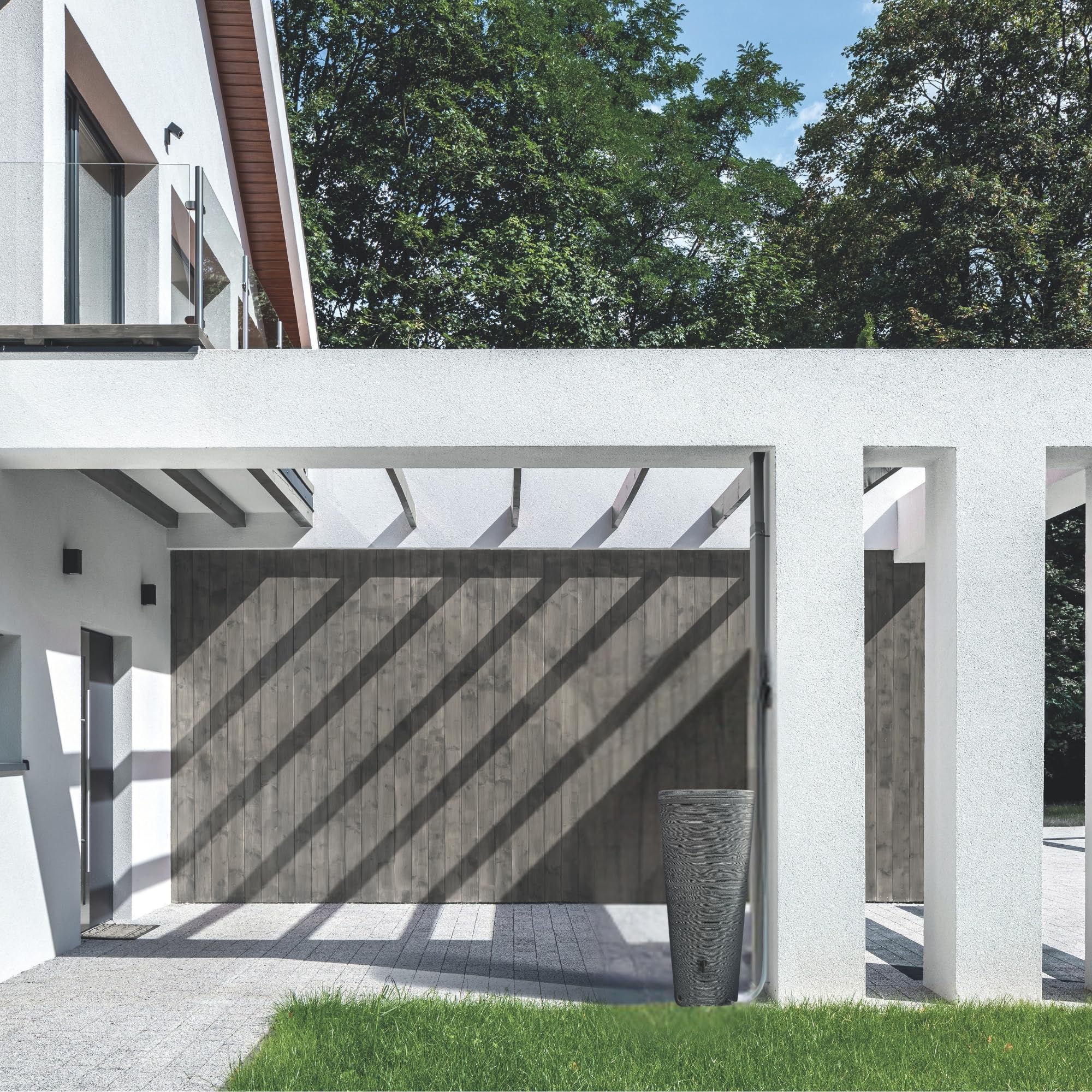 YourCasa Regentonne 120 Liter [Tubo Tank] mit Metallgewinde & Deckel - Regenfass Frostsicher aus Kunststoff - Regenwassertonne - Regenwassertank Garten Wassertank Regensammler Wasserfass Wassertonne