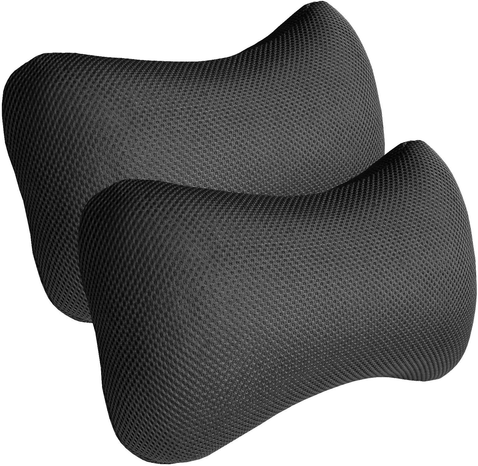 Medipaq Memory Foam Travel Head Neck Rest (2X Black - 3D Mesh)