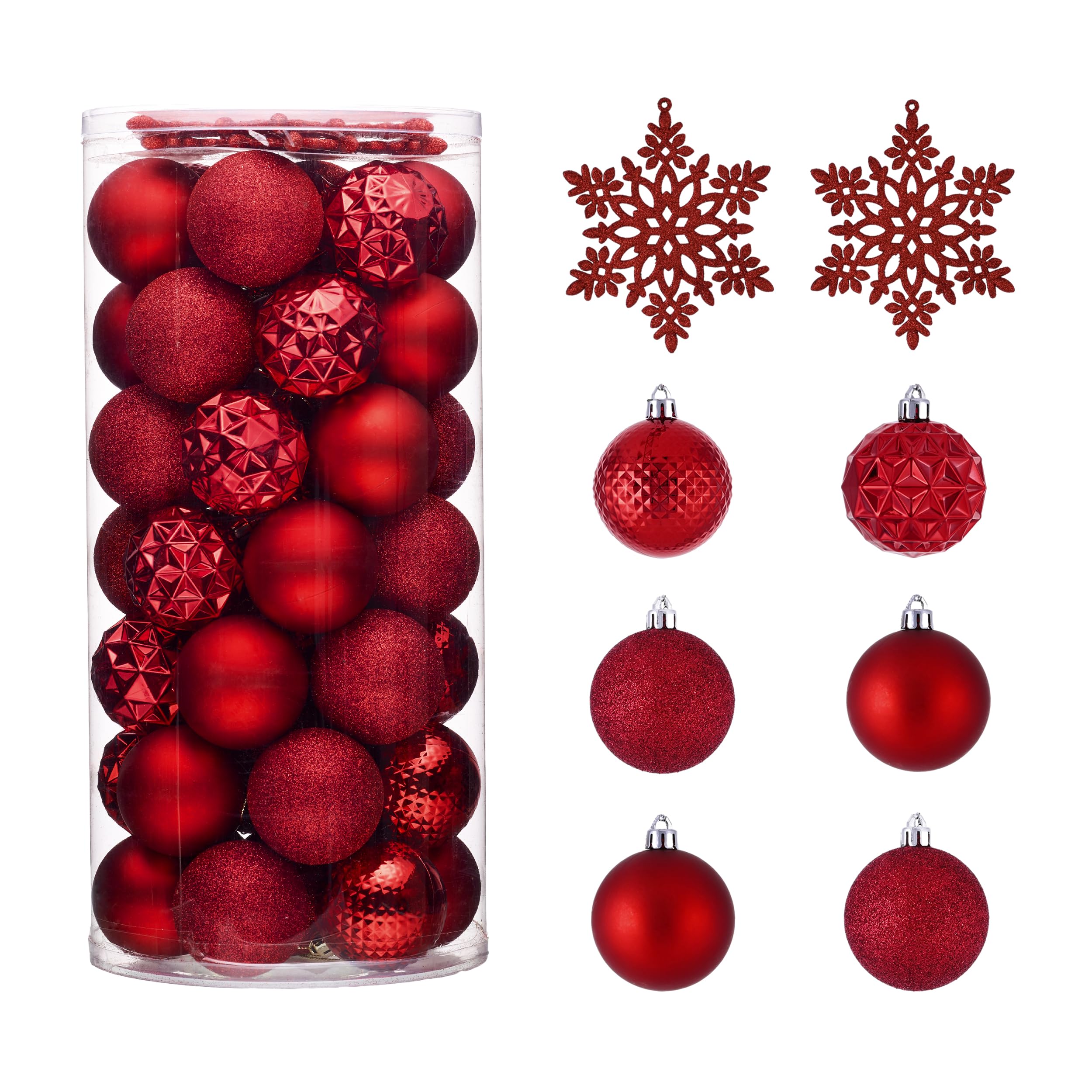 Décorations de sapin de Noël Valery Madelyn rouge lot de 50 boules incassables 6 cm