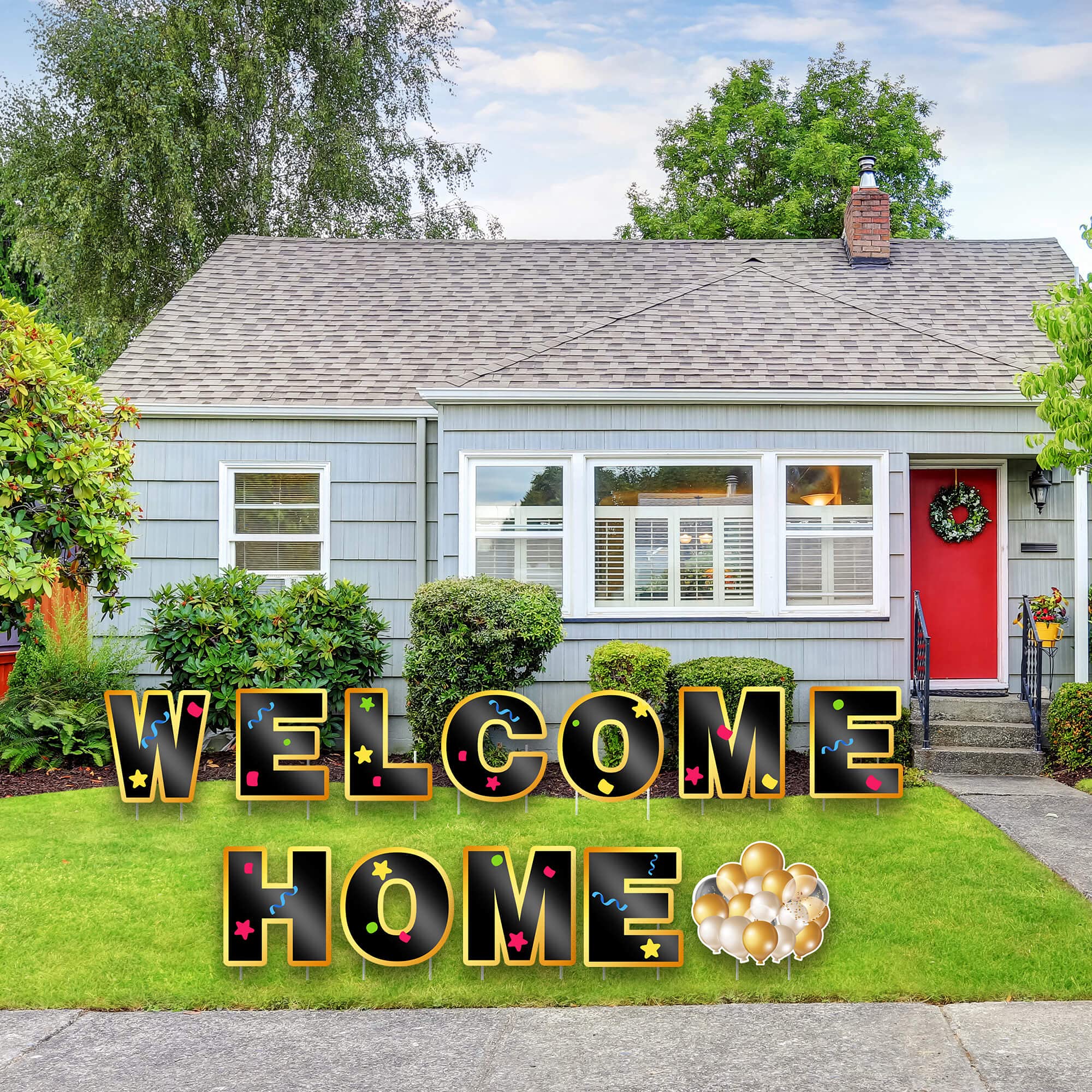 Welcome Home Hofschild mit Pfählen - Outdoor Willkommensschild Sprüche Dekorationen Geeignet für Familien-Partyzubehör - 12 Stück