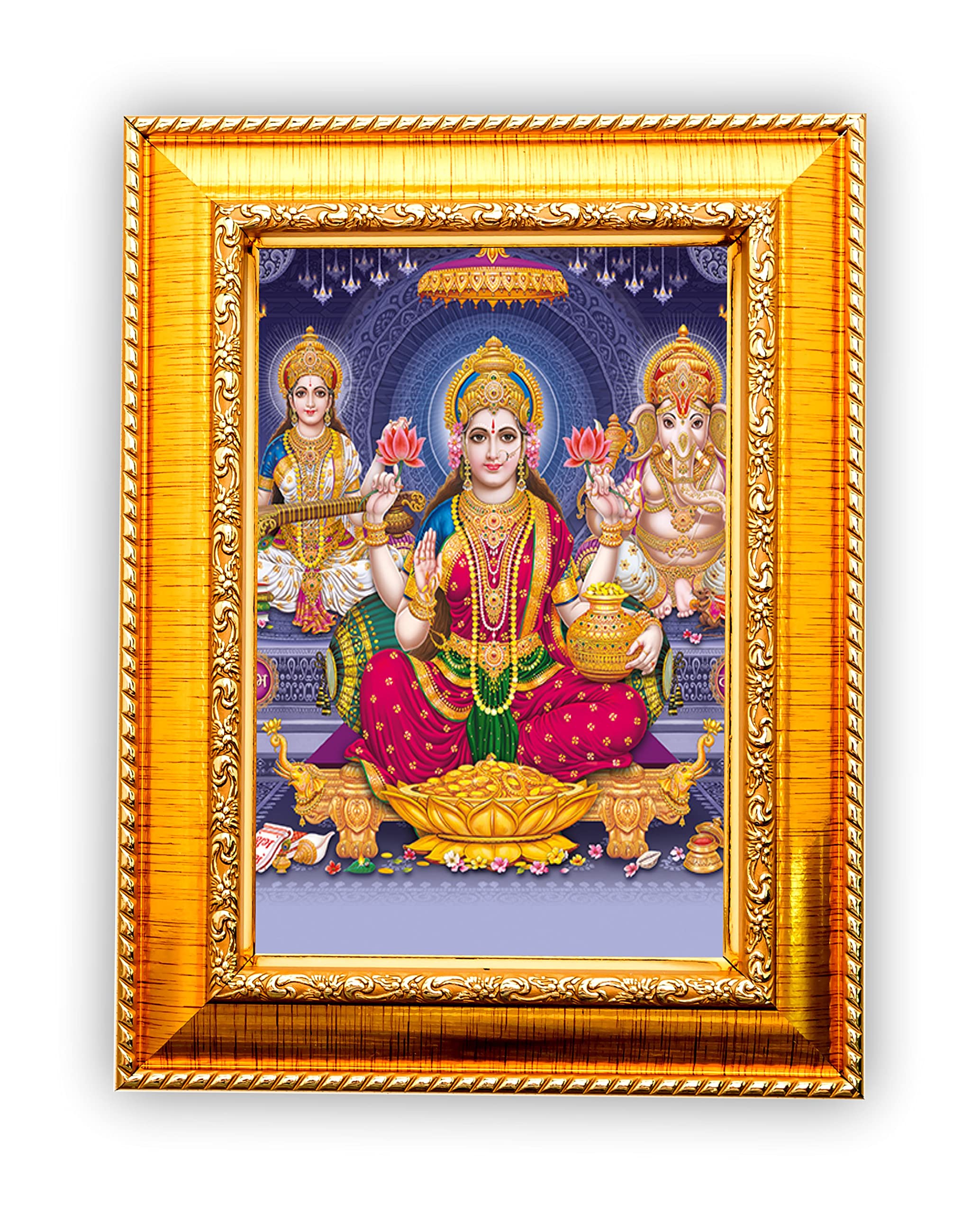 Buy Golden Gods Lord MAHALakshmi GaneshJI HD Photo Frame, LaxmiJI Photo