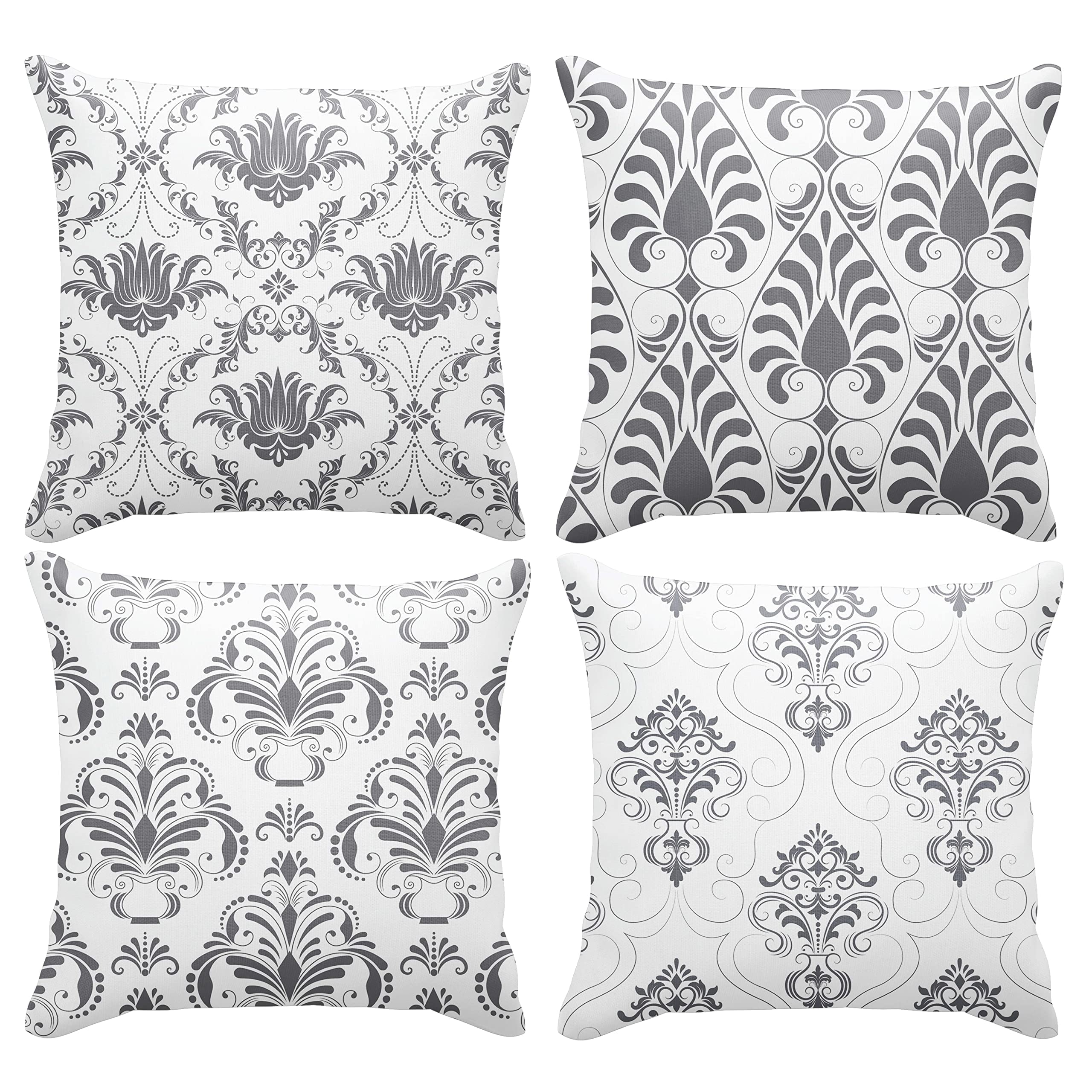 BedbricSet of 4 (45 x 45 CM) Cushion Covers. Washable Decorative Throw Pillow Covers with Hidden Zipper. Grey Cushion Covers for Sofa, Bedroom, & Couch. Adoring Sofa Cushion Covers