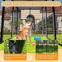 Vista 4 de Perrera grande para perros con techo, recinto resistente para perros para interiores y exteriores con funda extraíble, corralitos para perros