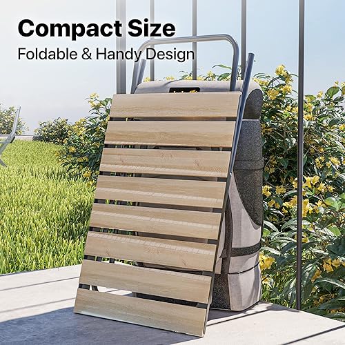 Miniatura 8 de BENOLDY Mesa de TV plegable portátil de madera de pino barnizada con superficie impermeable perfecta para uso en interiores y exteriores jardín