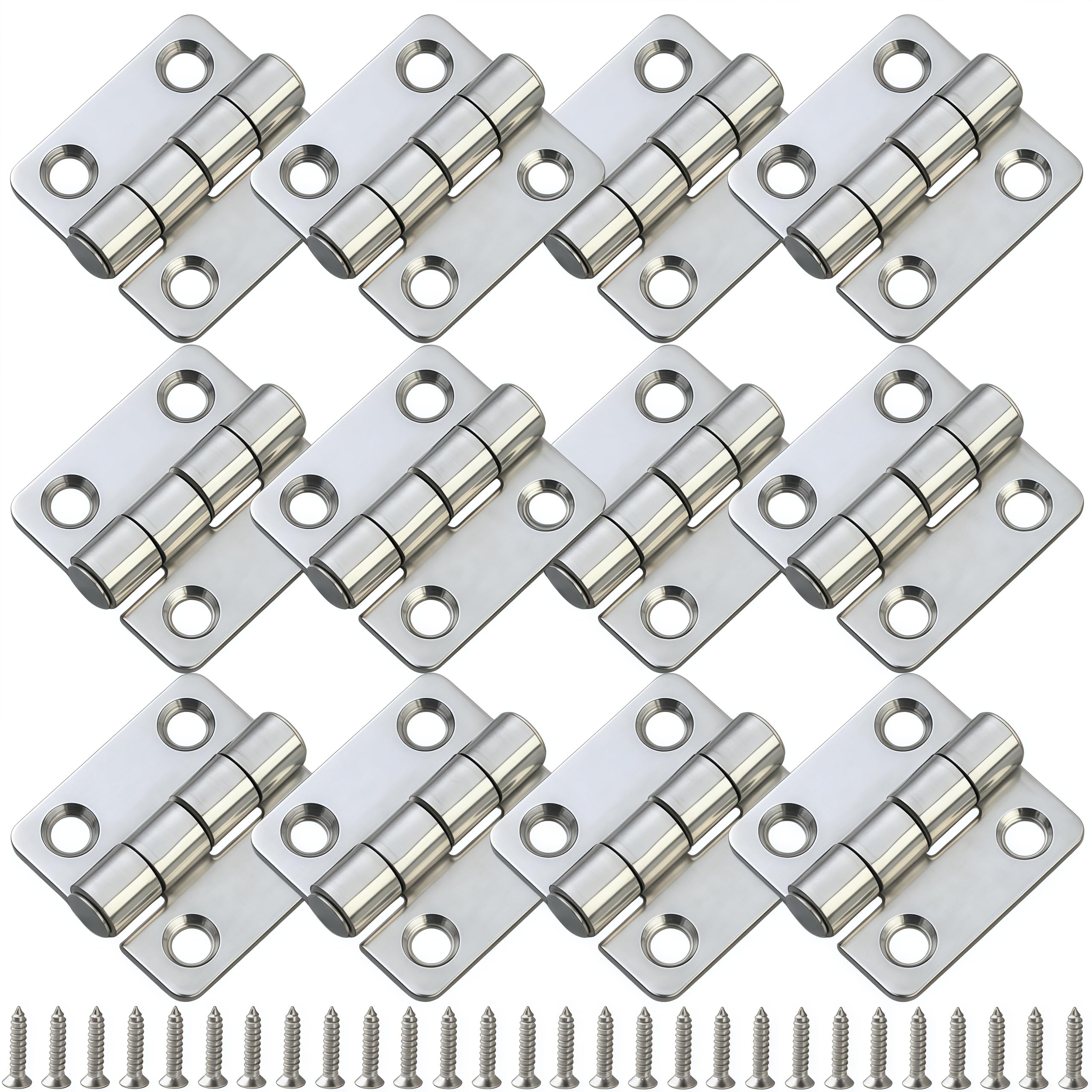 Folding Hinge 12 Pack of 270 Degree Stainless Steel Folding Hinges Suitable for Bedrooms Rvs Garages Storage Sheds and Livestock Facilities 37 * 35 * 2mm Countersunk Holes (Mother and Son Pins)