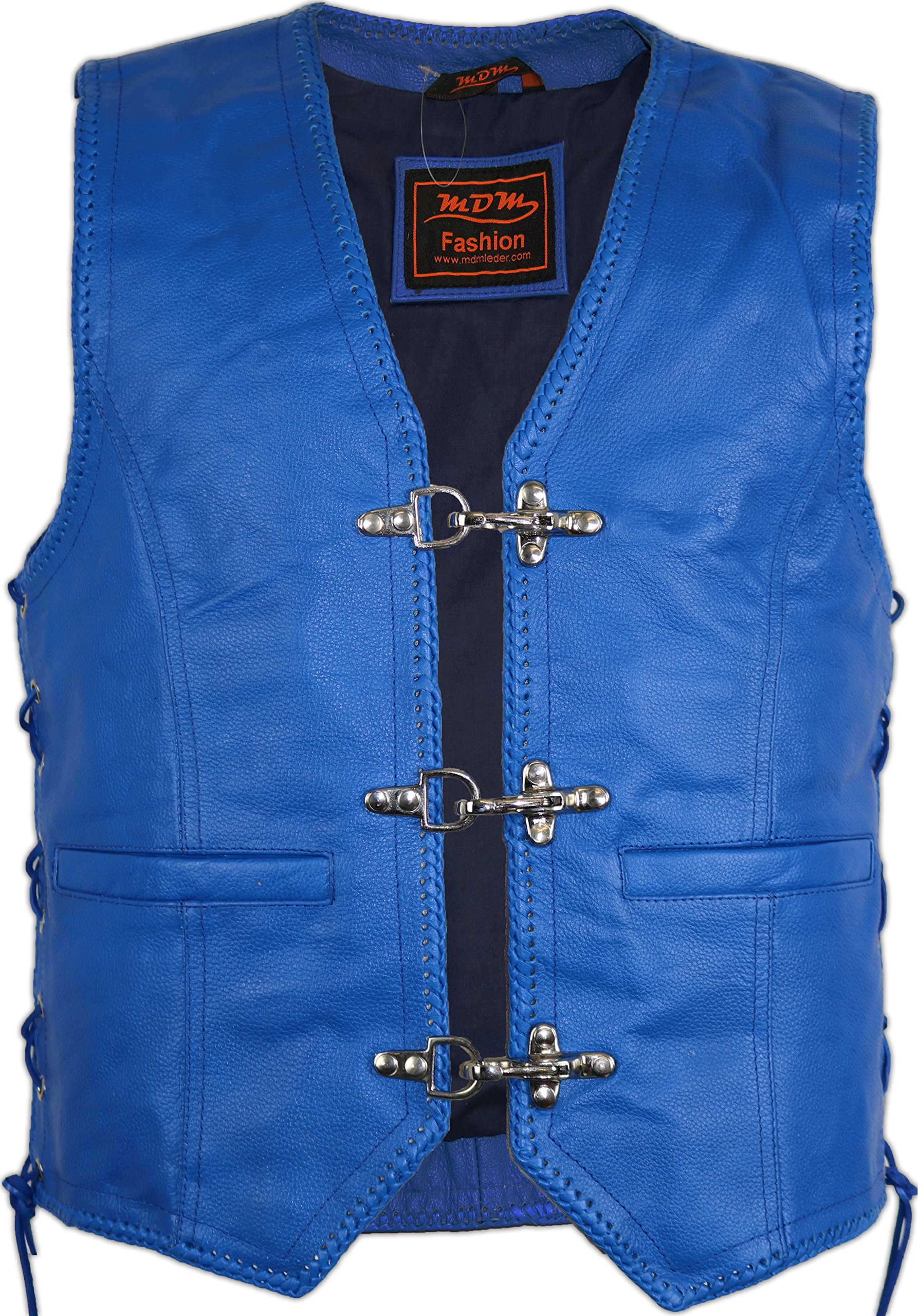 Biker Motorrad Lederweste in Blau