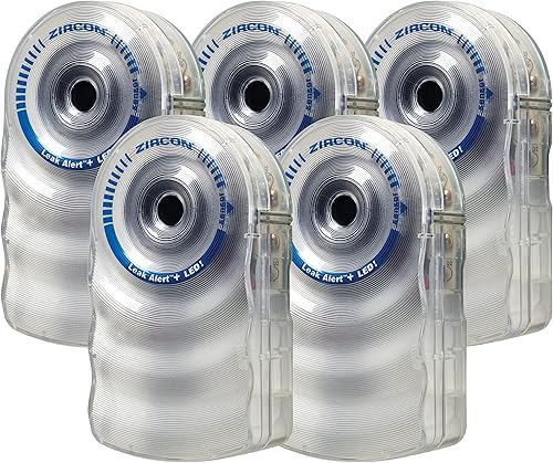 Miniatura 6 de Zircon Detector electrónico de fugas de agua y sensor de inundación con alarma de audio de 90 dB, alarma de fugas duales, 1 paquete, color blanco