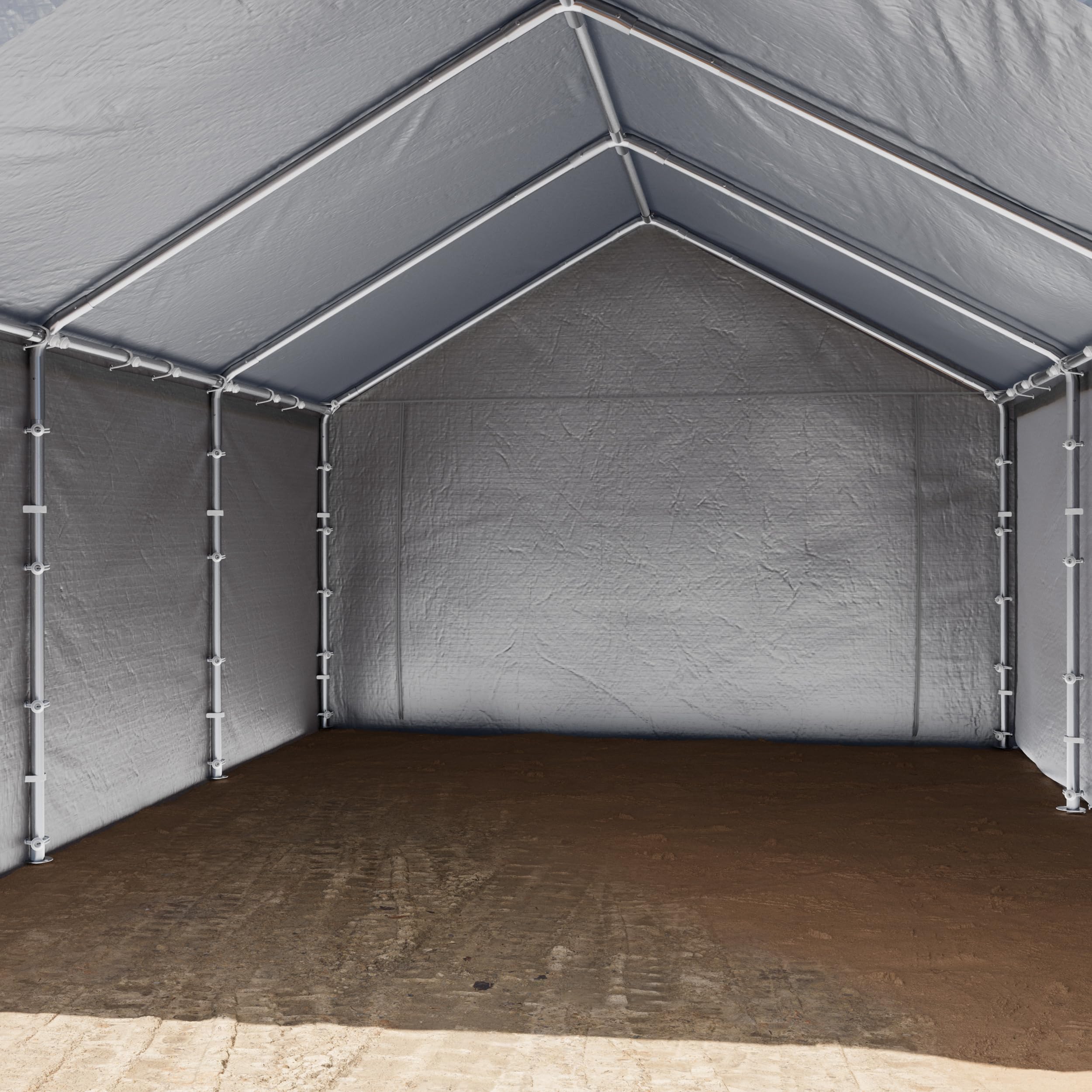 TOOLPORT Lagerzelt 4x8 m Zelthalle Unterstand Zeltgarage PE Plane 350 N wasserdicht in grau