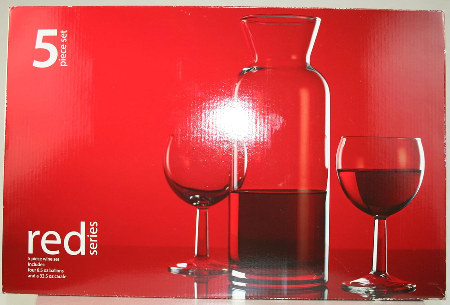Home Essentials Red Series 5pc Carafe and Wine Glass Set