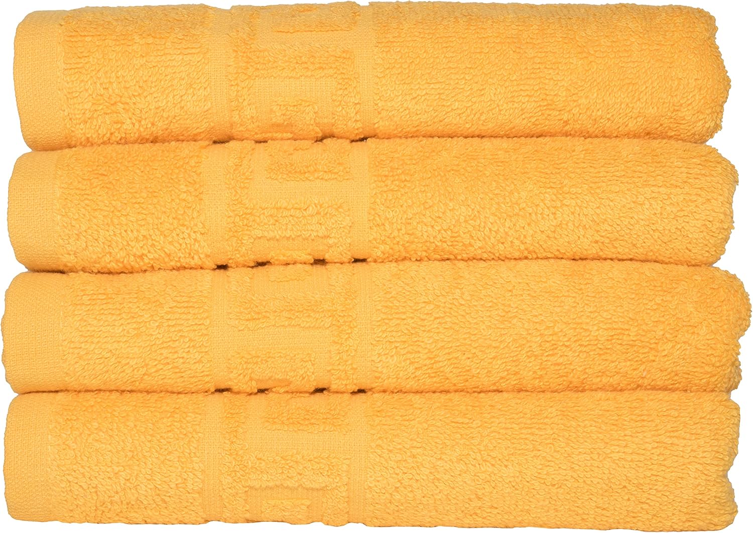 4 GOLD YELLOW HAND TOWELS SET,100 NATURAL COTTON 50X90 CM LARGE HOTEL
