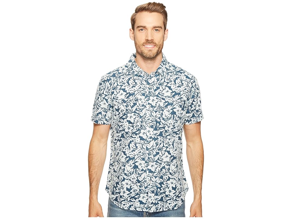 

Agave Denim Isla Vista Bloom Linen Short Sleeve Button Up (Indigo Rinse) Men's Short Sleeve Button Up