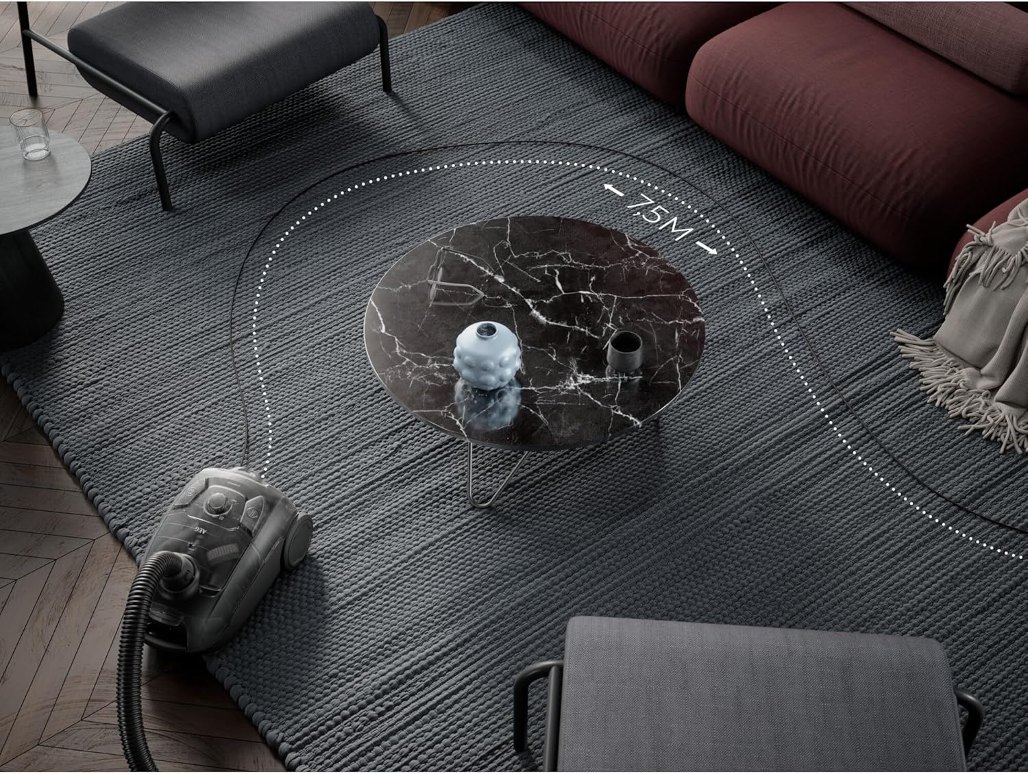 Diagram showing the AEG vacuum cleaner's multi-stage filtrační systém