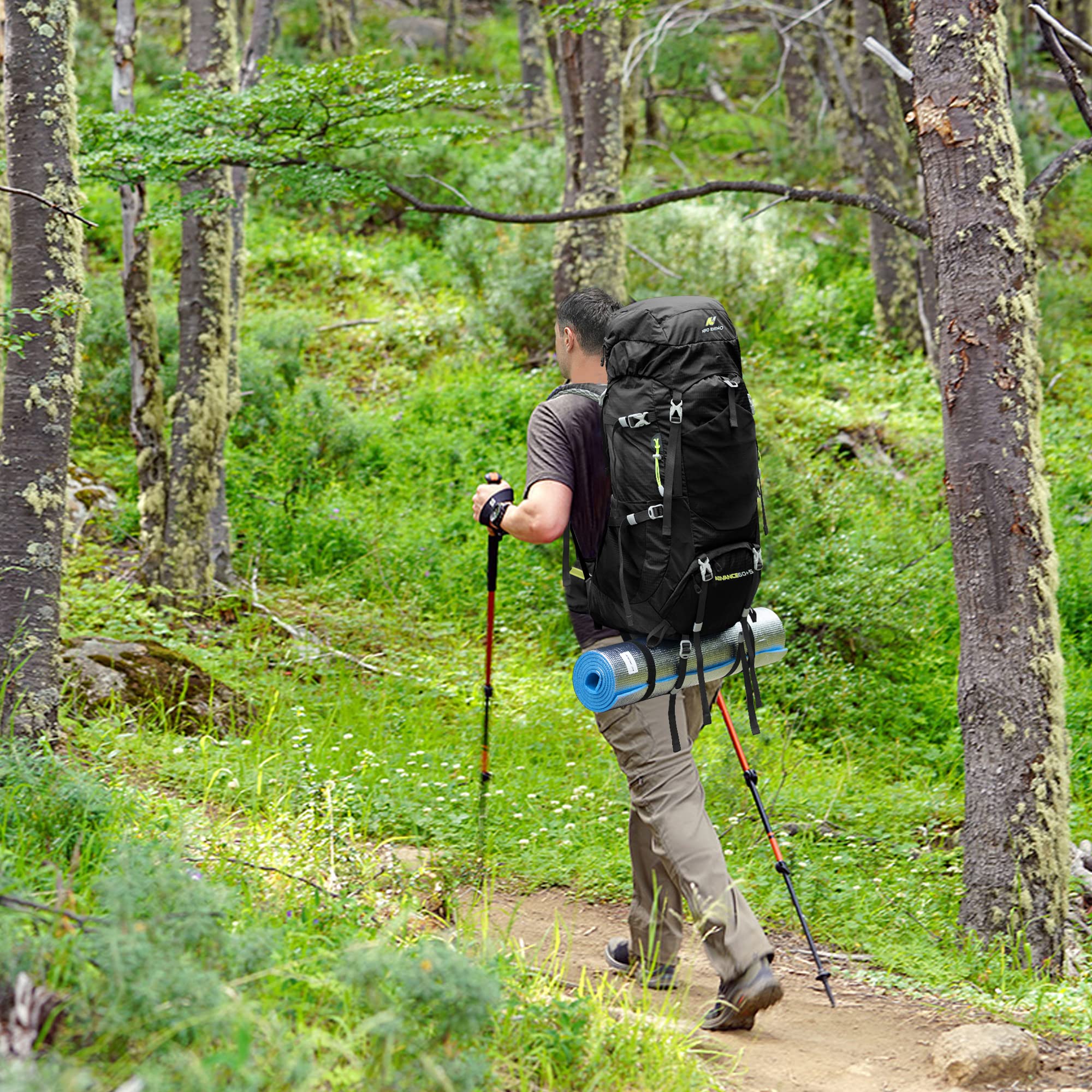 N NEVO RHINO Wanderrucksack mit internem Rahmen, 40/50/60/65/80 l, Moutain Klettern Camping Rucksack Daypack für Damen und Herren