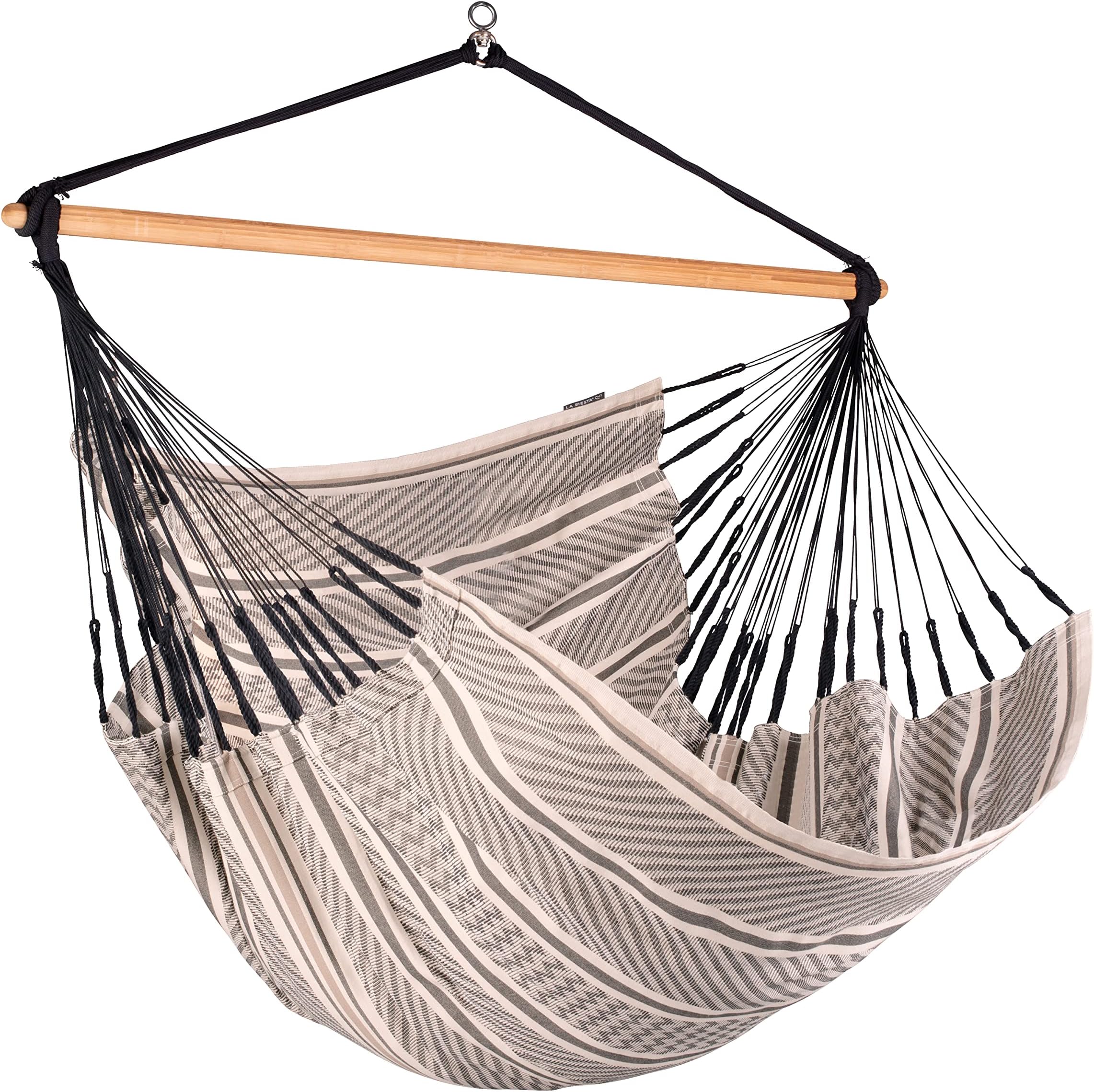 La Siesta® - XL King Habana Cotton Hanging Hammock Chair, Indoor Outdoor Hammock Swing Chair, Boho Hanging Chair Bedroom Patio, Max 355 Lbs, Zebra