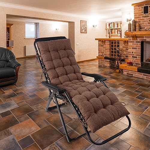 Miniatura 6 de Cojín para silla de descanso, cojín de lino sintético con lazos, cojín de banco largo para interiores para silla reclinable, tumbona Dormette, banco