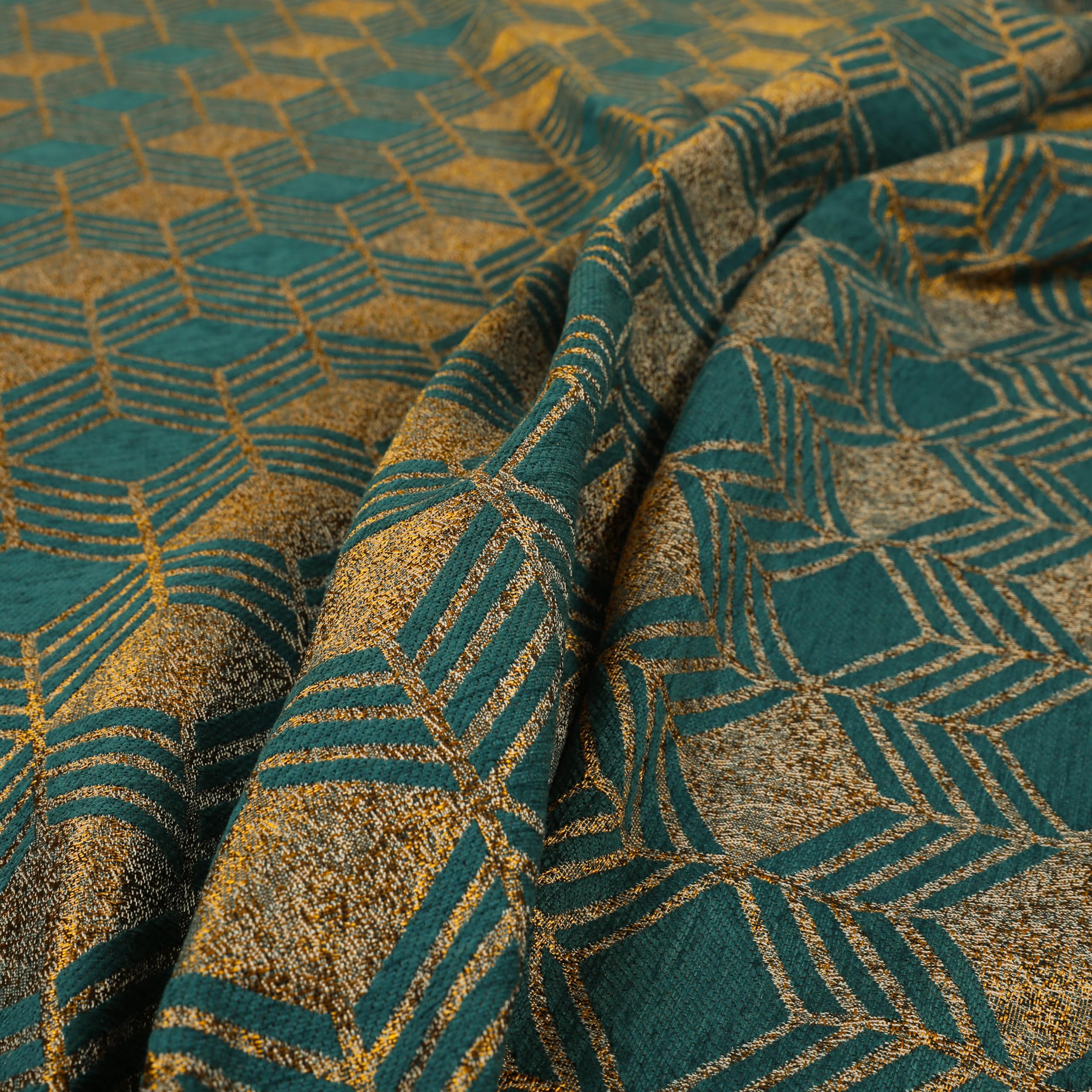 Redbrick Mill Fabrics Flame Retardant Aura Striped Shades Pattern Chenille Upholstery Fabric by The Metre in Shiny Gold (Per Metre)