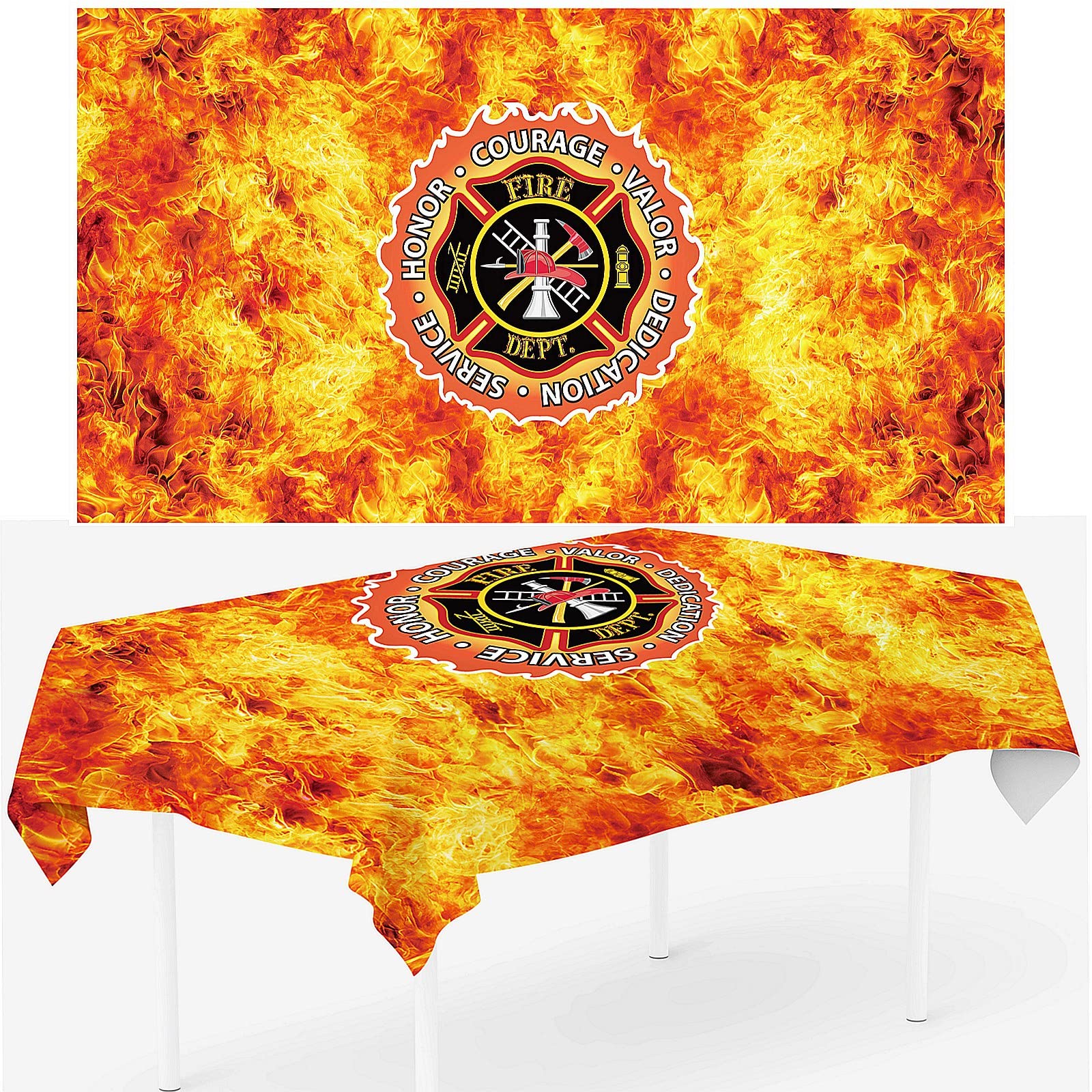 1pc Oxford Cloth Fireman Firefighter Theme Tablecover Fire Engine Fire Truck Birthday Tablecloth Police Party Table Decorations for Kids Adults Birthday Baby Shower Supplies Party Decoration