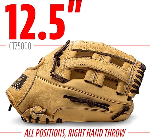 Miniatura 3 de Franklin Sports Guante de béisbol para campo - Guante de béisbol para hombres adultos y jóvenes - Guante de béisbol de cuero de vaca CTZ5000 para