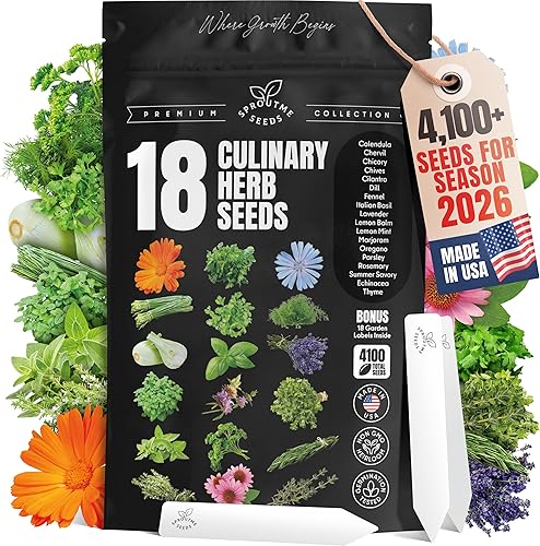 Semillas de hierbas culinarias de otoño e invierno – 18 hierbas tolerantes al frío, más de 4100 semillas de reliquia sin OGM, kit de plantación para