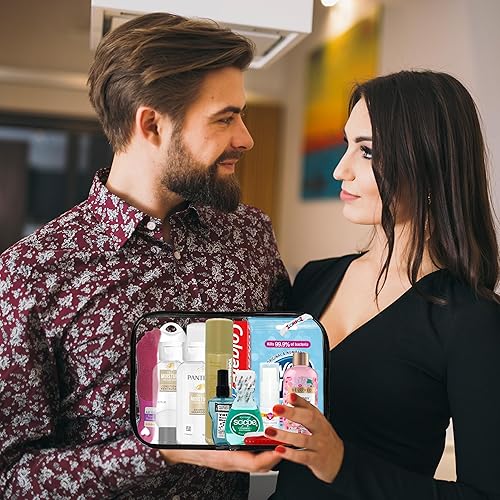 Miniatura 5 de Kit de artículos de tocador de viaje para mujer, bolsa de viaje de artículos esenciales de higiene para baño, afeitado y cuidado personal, 13 mini