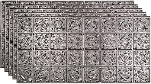 Vista 12 de FASÄDE Panel decorativo de vinilo adhesivo para techo con estilo/patrón tradicional 1 en peltre ahumado (muestra de 12x12 pulgadas)