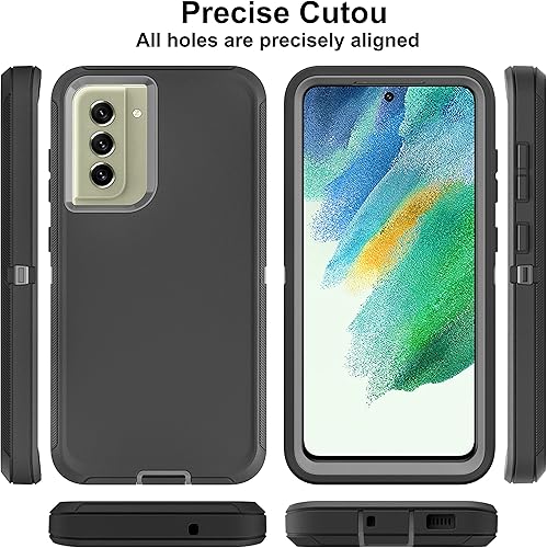 Miniatura 5 de Funda Samsung S21 FE 5G - Protección de cuerpo completo 3 en 1, película nano a prueba de explosiones 2 unidades, resistente a los golpes, negrogris