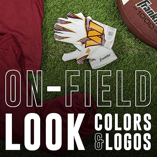 Vista 51 de Franklin Sports - Guantes de receptor de fútbol americano juvenil con logos de equipos de la NFL, palma de silicona, todos los tamaños juveniles