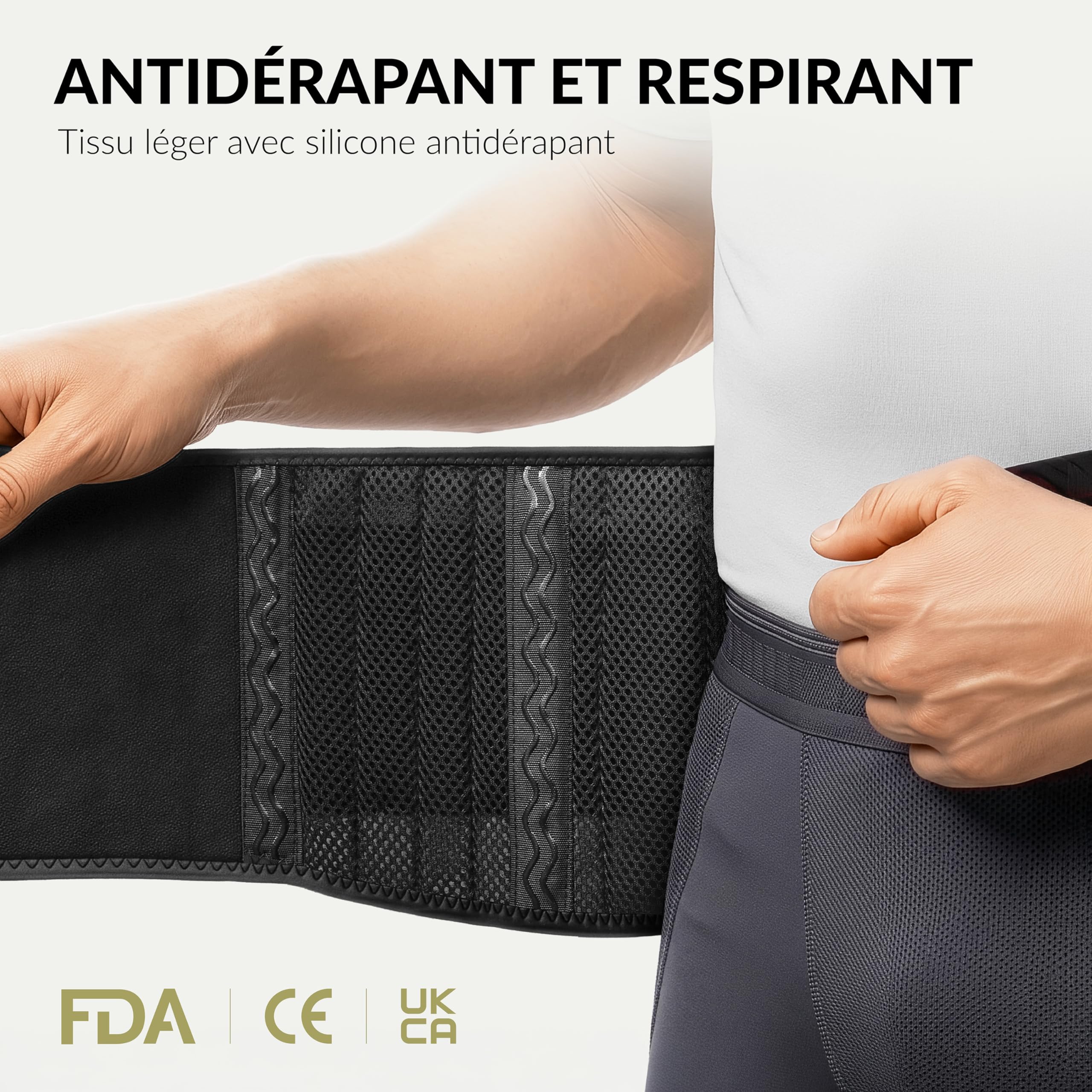BraceUP Ceinture Lombaire, Ceinture Dorsale Pour Hommes et Femmes - Orthèse Dorsale Légère et Respirante Pour le Soutien du dos et le Soulagement de la Douleur (XXL 110-130 cm)