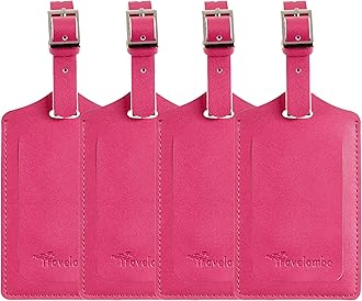 Travelambo Luggage Tags for Suitcases PU Leather Travel Tags Bag Tags Privacy Protection Travel Essentials